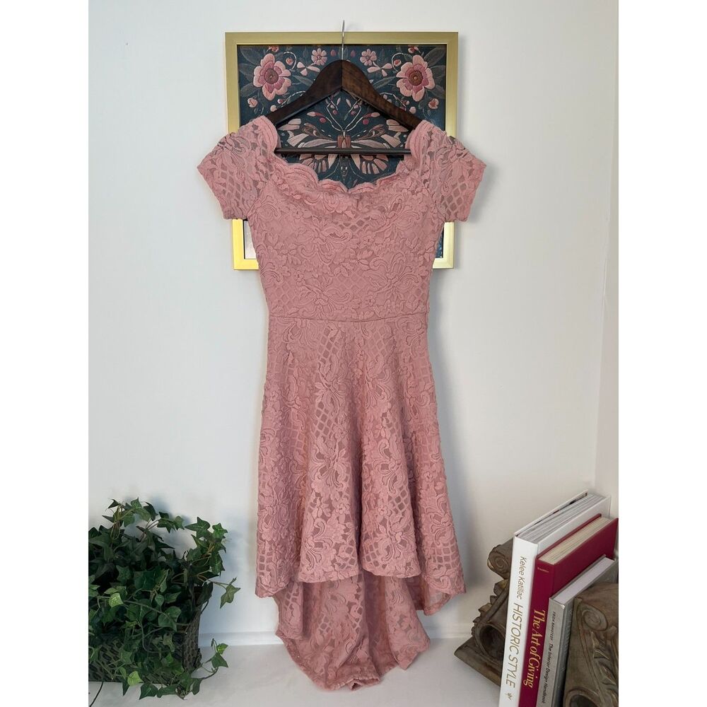 Y2K City Studio Pink Glitter Hi Low Dress
